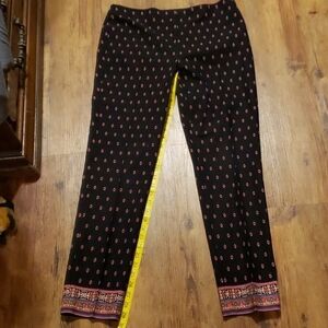 J jill black medallion patterned bistretch pants euc